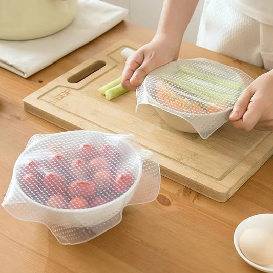 Set 3 Coperchi Silicone Riutilizzabili Universali - Sigillo Ermetico per Alimenti