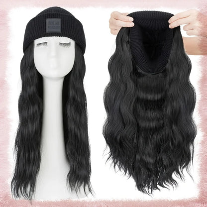 Parrucca con Cappello Beanie - Onde Naturali 20" | DHPower