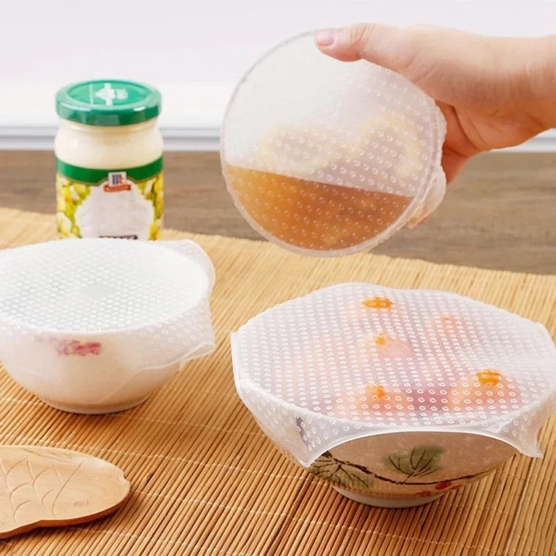 Set 3 Coperchi Silicone Riutilizzabili Universali - Sigillo Ermetico per Alimenti