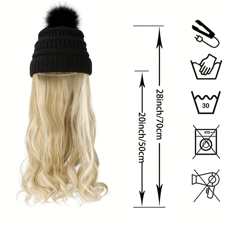 Parrucca con Cappello Beanie - Onde Naturali 20" | DHPower