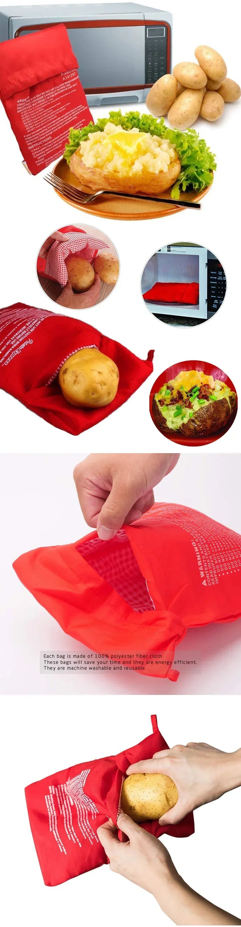 Titolo: Set 3 Sacchetti Magici Patate Microonde - Cottura Rapida in 4 Minuti Senza Neanche Pelarle