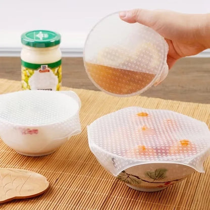 Set 3 Coperchi Silicone Riutilizzabili Universali - Sigillo Ermetico per Alimenti